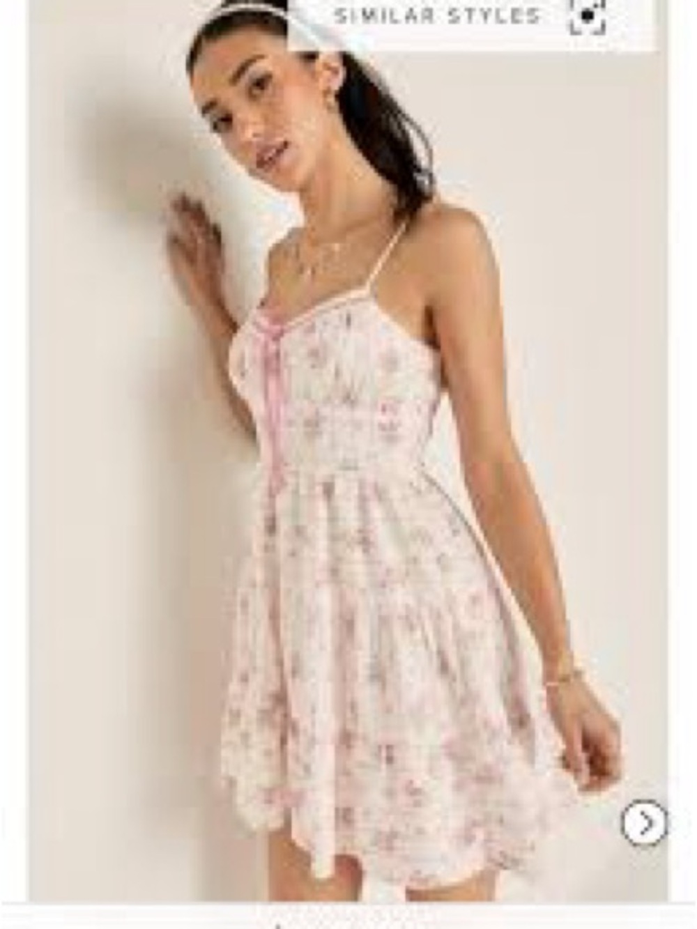 Pink Floral Empire Waist Dress